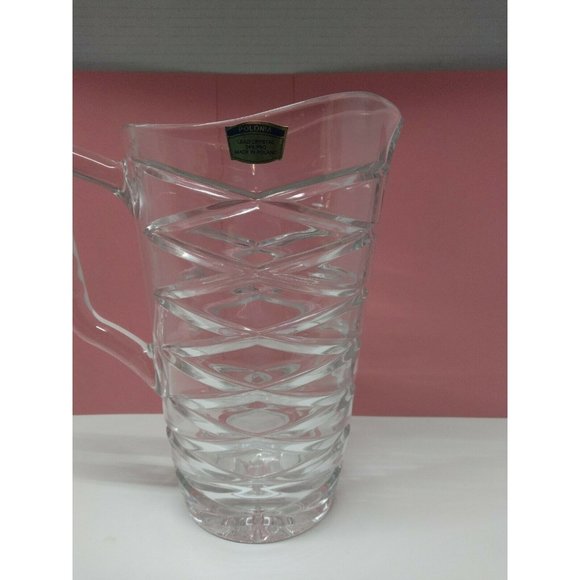 Vintage POLONIA 24 % Lead Crystal Vase 9in Very Elegant Made in Poland Unique - Picture 2 of 4